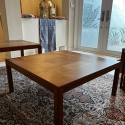 Vintage Solid Pine Coffee Tables – Teak Finish (Set of 2)