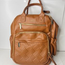 Leather Diaper Bag Backpack for Women with Multiple Pockets