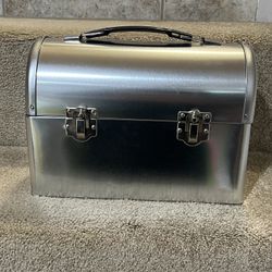 Plain Metal Dome Lunch Box - Silver - Worker Style Domed Lunchpail Lunchbox Pail
