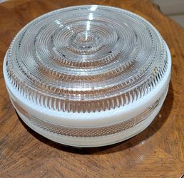 Vintage Glass Ceiling Light Shade Concentric Circle 9.75"