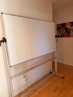 Large Mobile Whiteboard on Rolling Stand