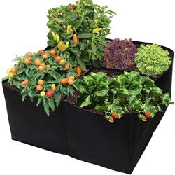 Square 3 X 3 Plant Grow Bag- 4 Grid 2×2 Sections Raised Garden Bed. Black NEW