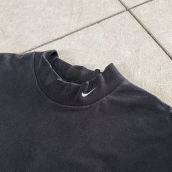 Nike Y2K Long Sleeve Shirt Mens L Black White Stripe V Neck Swoosh Athletic