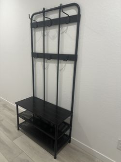 IKEA PINNING Coat Rack With Storage Shoe Bench Black Hall Tree Metal for Sale in Gilbert AZ OfferUp