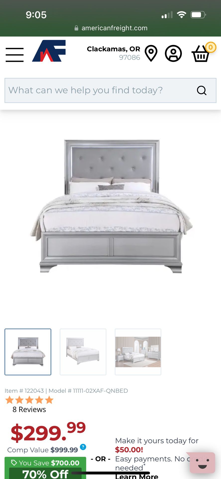 American Freight Gemma Pewter Queen Bed Frame And Head Board