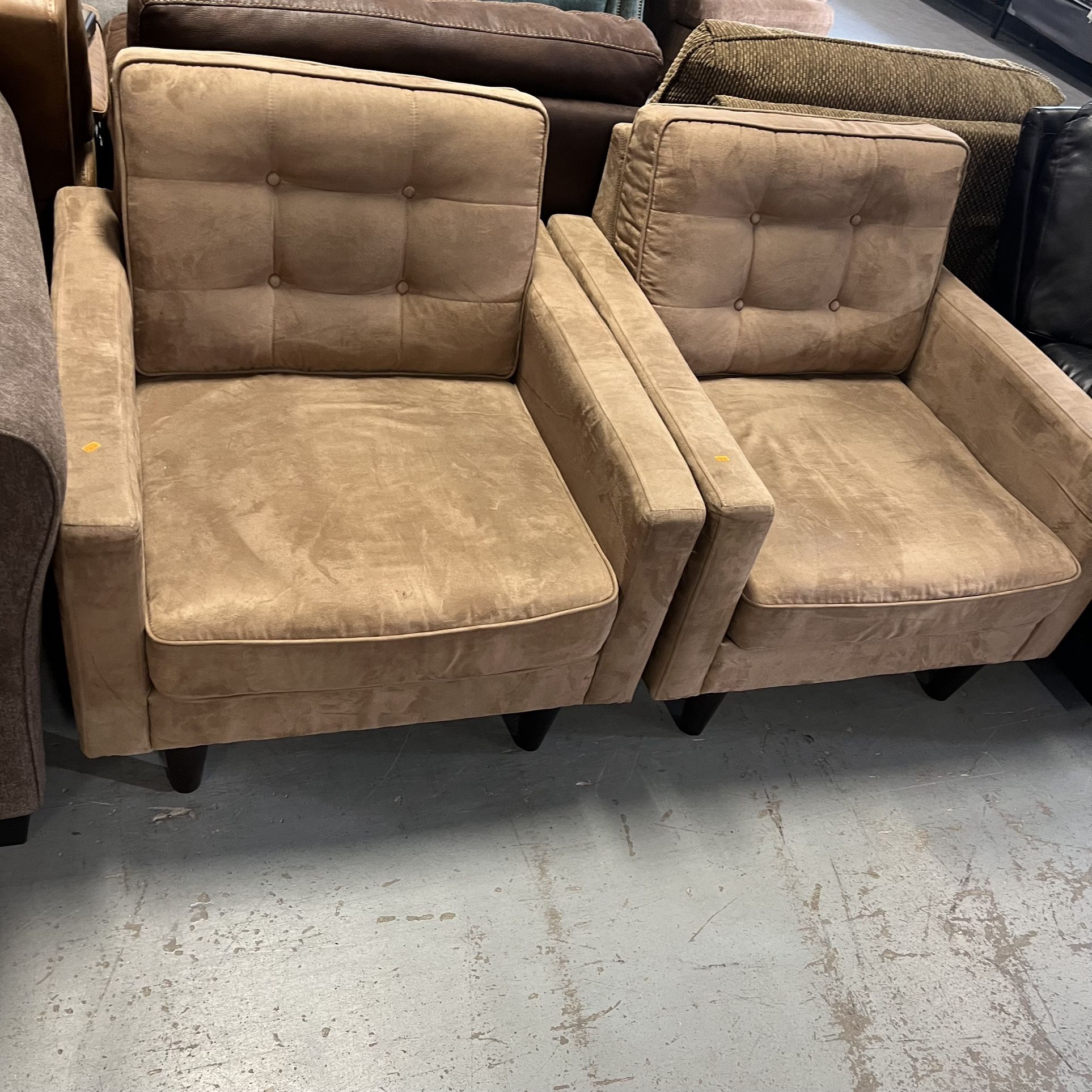 Brown Tan Faux Suede Arm Chair Chairs (in Store)