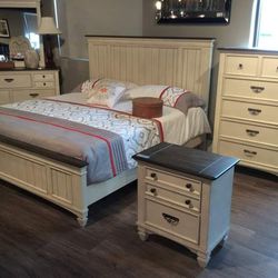 $39 Down Bedroom Set Queen/King Bed Dresser Nightstand Mirror Chest Options Sawyer 