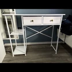 white Metal Desk With Two Drawers 