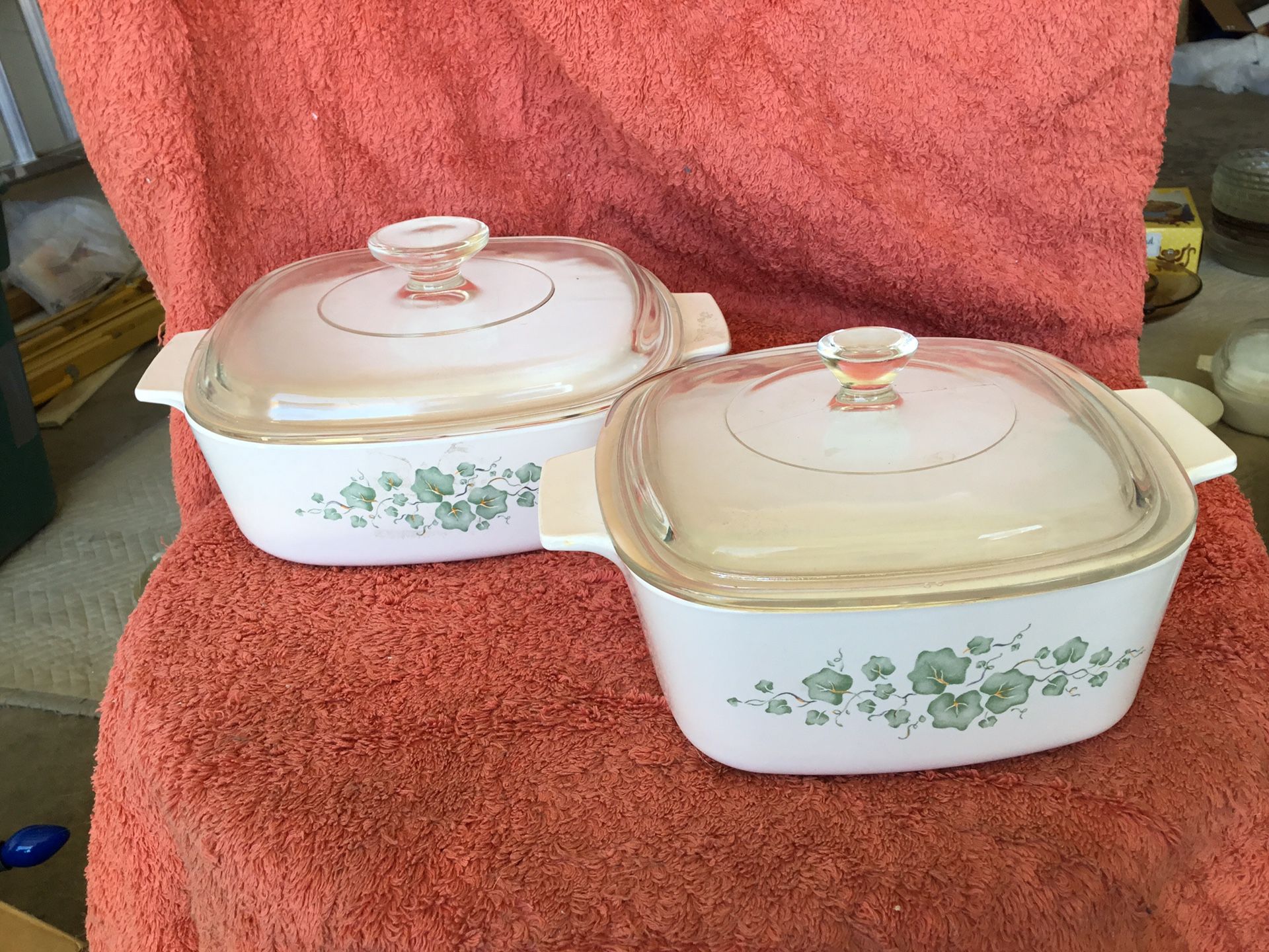 Corning Ware Green Ivy Callaway Pattern Baking Casserole Dishes - 4 Pieces