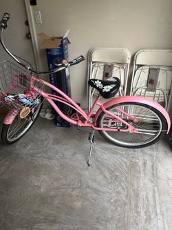 Pink Electra Beach Cruiser Bicycle with Basket