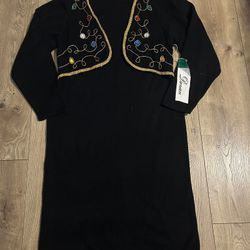 NWT vintage 80s or 90s jeweled sweater dress by the brand Darian. Medium