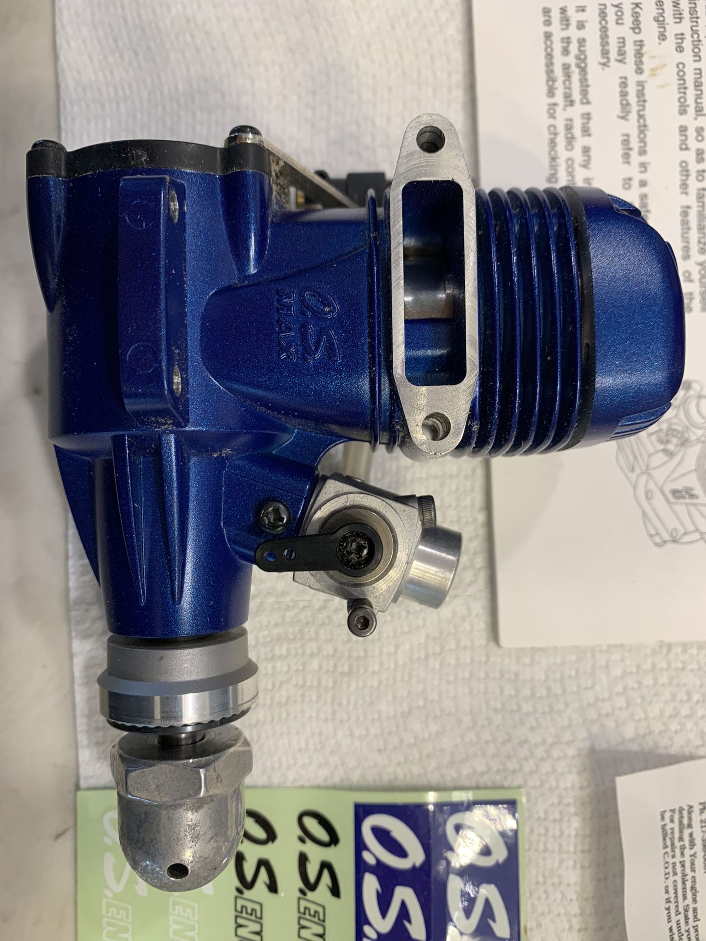 OS 65 LA 16500. Two stroke model airplane engine.