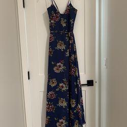 Lulus Always There For Me Dress - Navy Blue Floral Print (Medium)
