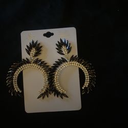 Black And Gold Rhinstone 