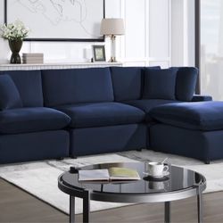 Cloud Sectional Velvet Blue 