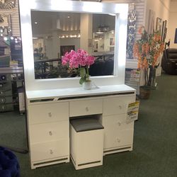Large Vanity With  Stool