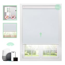 Motorized Roller Shades No Drill Cordless Blackout Smart Blinds Customized Size Fabric Material Automatic Electric Blinds Remote Control Smart Alexa P