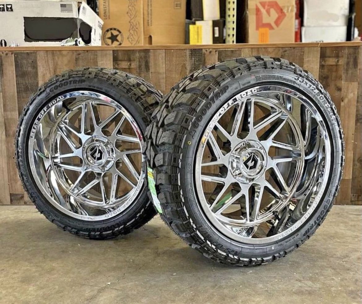 22x12 Gear Alloy 761C OFF-ROAD WHEELS 6 Or 8 Lug & TIRES (4) New-We Finance