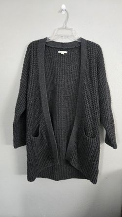 American Eagle Grey Chunky Knit Open Front Long Cardigan 