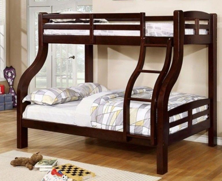Brand New Espresso Twin Over Full Bunk Bed 