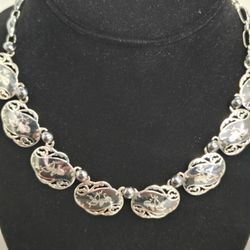 Vintage Siam Niello Silver Choker Necklace 