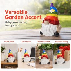 Rainbow Gnome Garden Accent Figurine