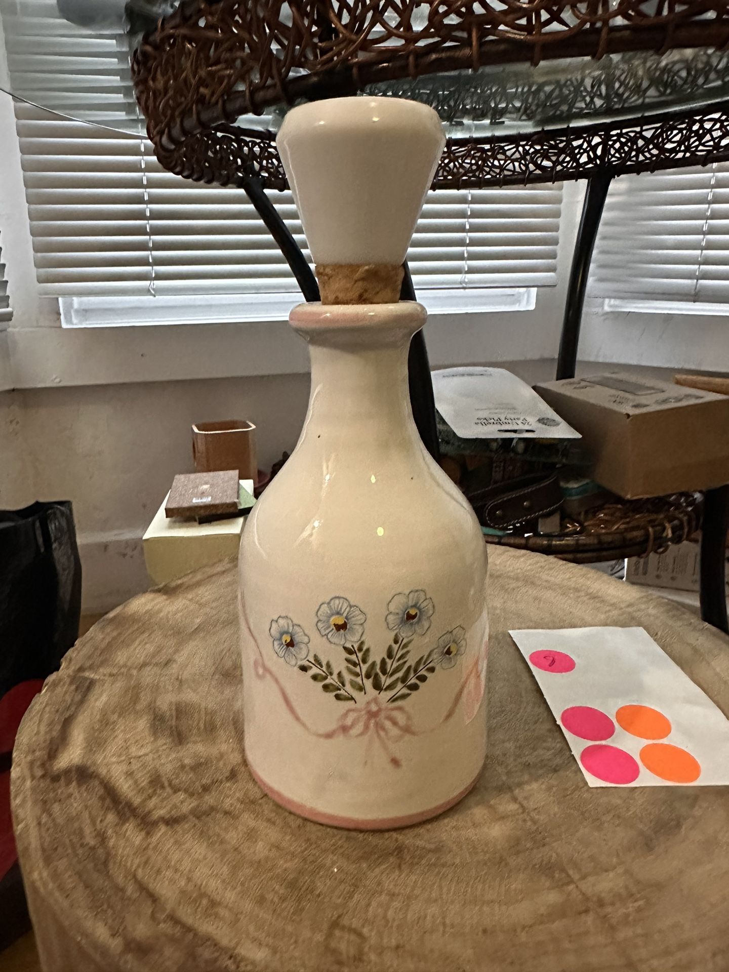 Italian Pottery Ceramic Bottle With Stopper Decanter Or Bubble Bath Holder