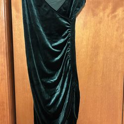 Women’s Size Small Green Velour Wrap Dress