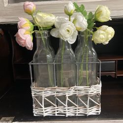 Vintage Glass Jar With Floral
