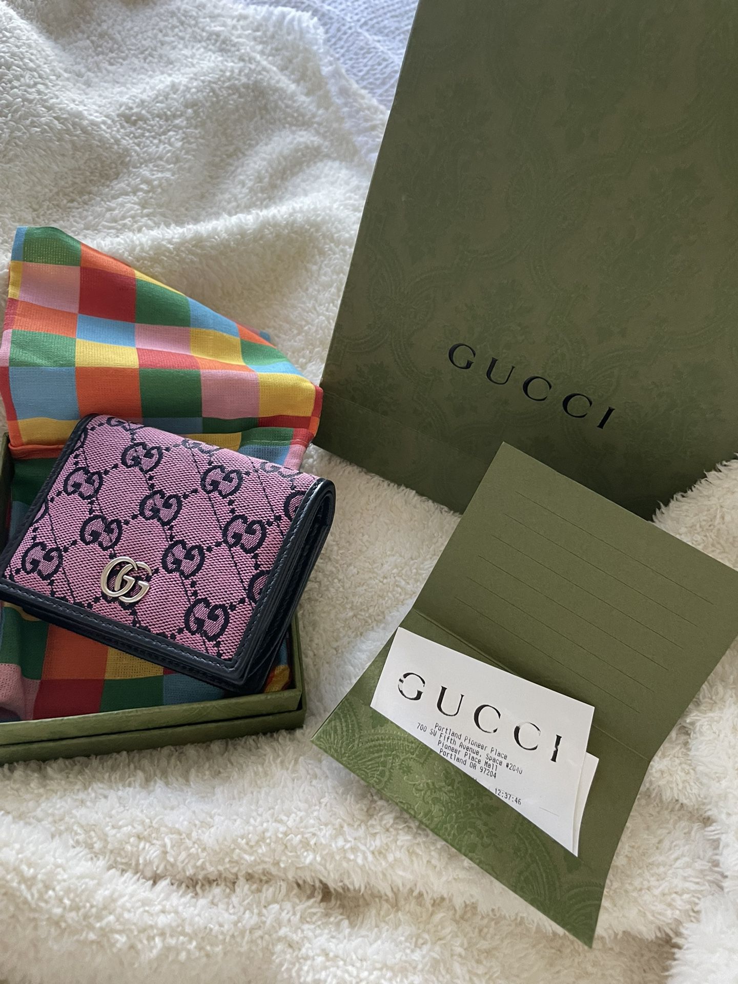 GUCCI GG Marmont Multicolor jacquard and leather wallet 