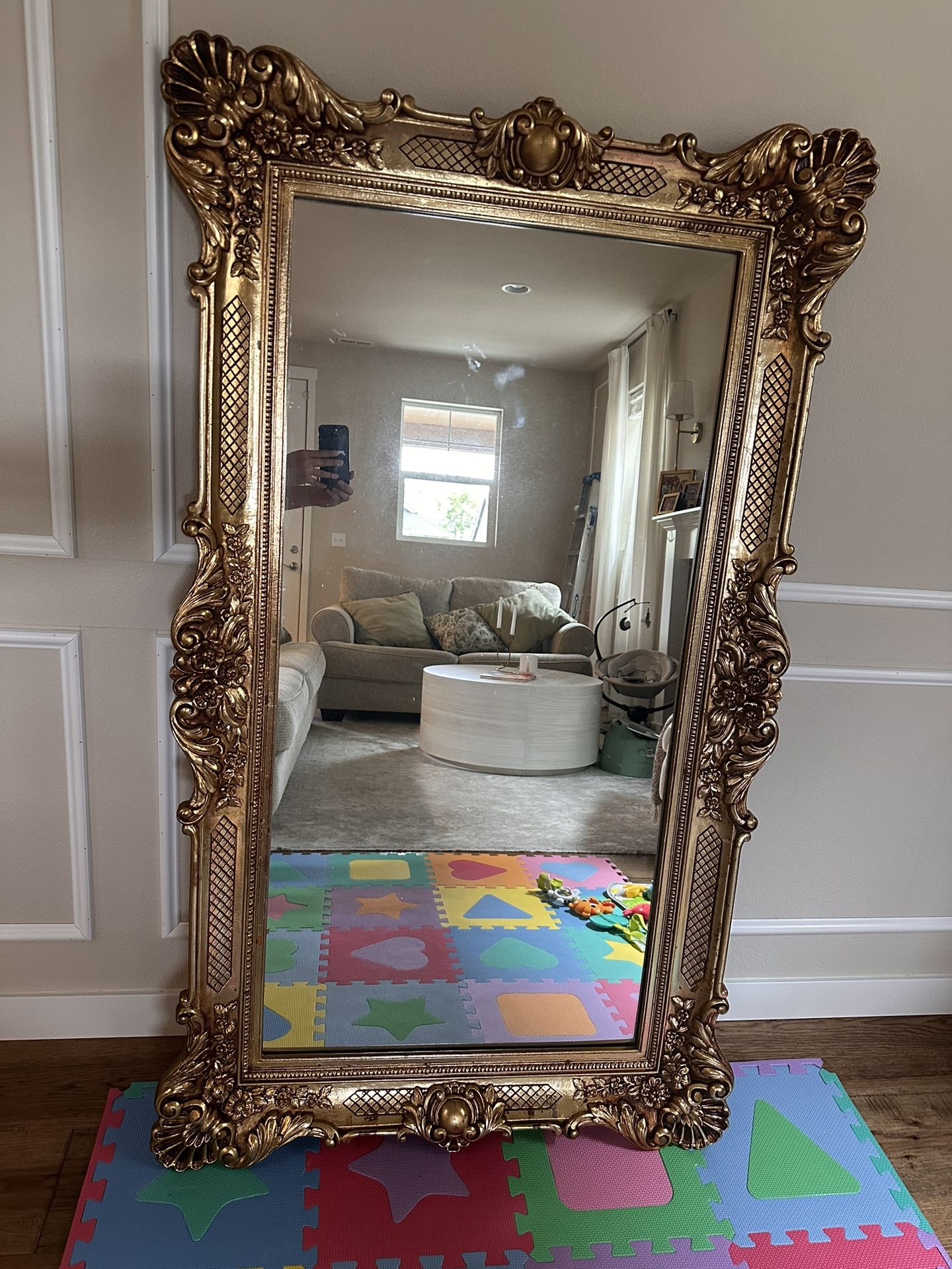 Antique-Style Ornate Gold Mirror – 35x58”