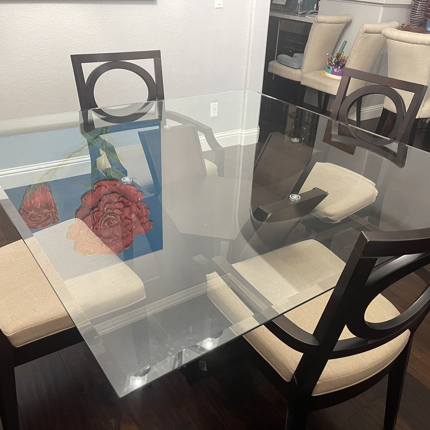 Glass Dining Table With 4 Chairs 