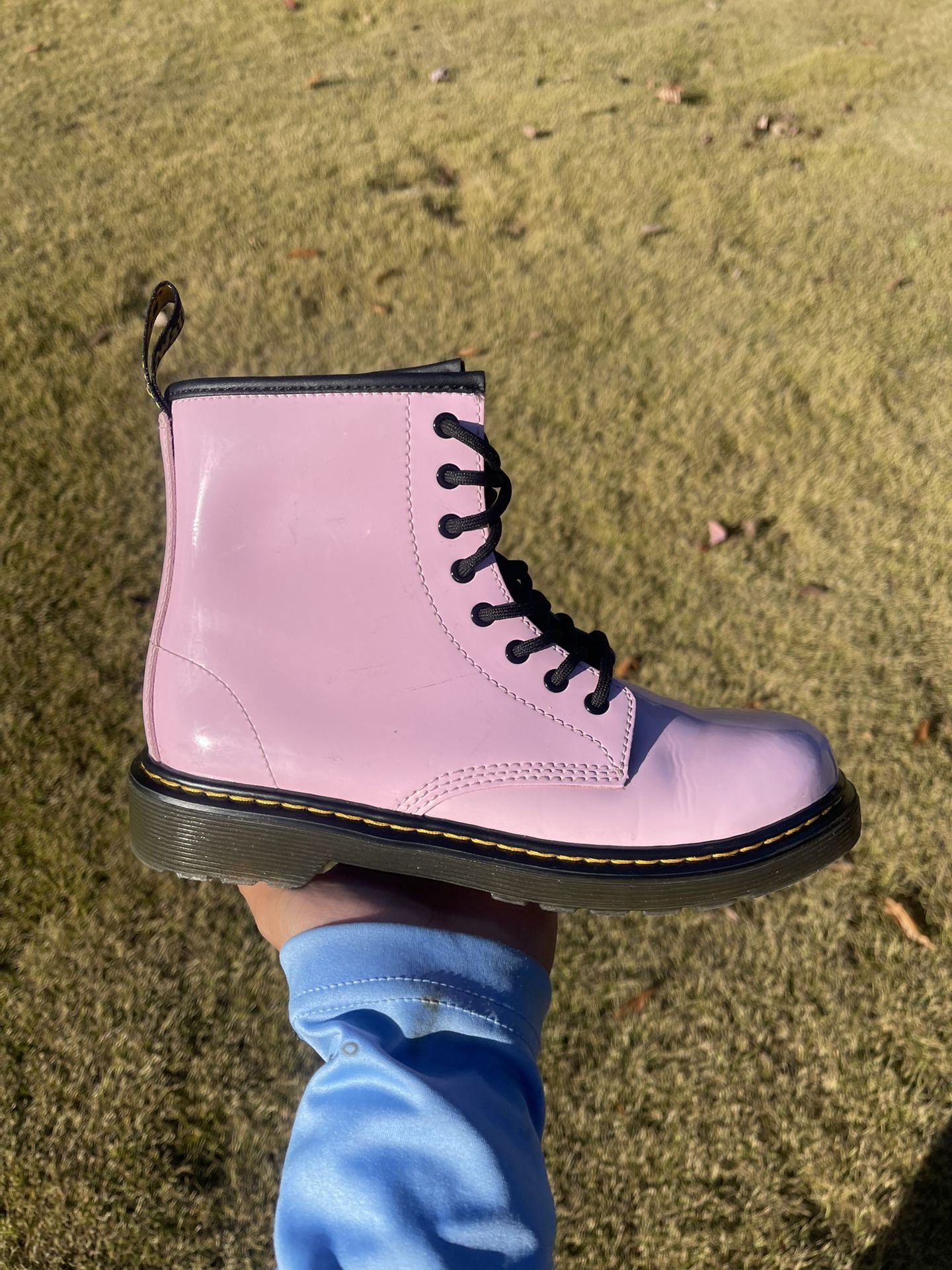 Dr. Martens Air Wair Kids Combat Boots Size 4 Pink Patent Boots Bouncing Soles