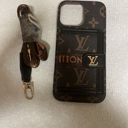 iPhone 16 Pro Case Monogram iPhone Case With Wallet And Strap Black -DL240329