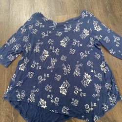 Womans Blue Tunic Shirt Size 3x By Terra & Sky #18