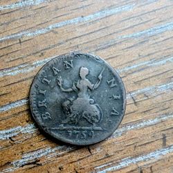 1759 Authentic Great Britain Farthing Coin