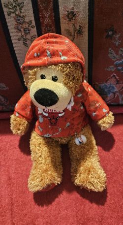 NBA CHICAGO BULLS BROWN  FUZZY HAIR SOFT  PLUSH  TEDDY BEAR PLUSH ANIMAL TOY 