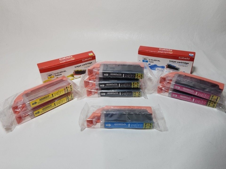 Galada Ink Lot 10 Cartridges C 251 XL 3Y, 2C, 2M, 3BL C251XL
