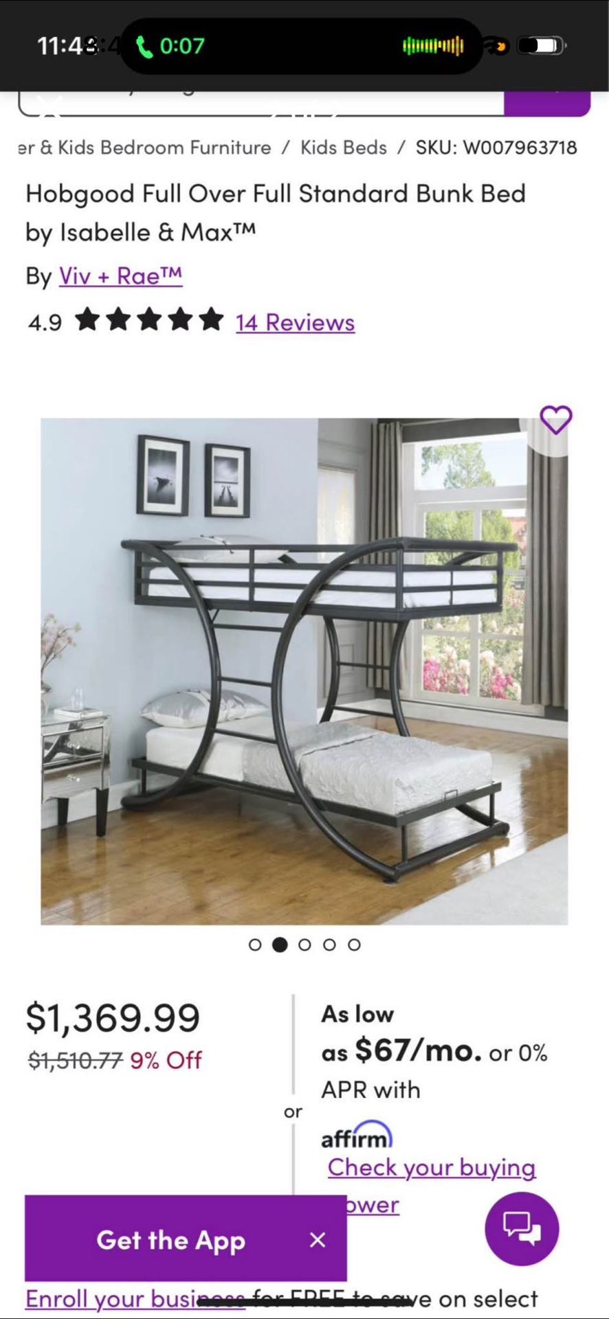 Hobgood Full Over Full Standard Metal Bunkbed