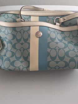 Coach Purse Color Light Blue And White