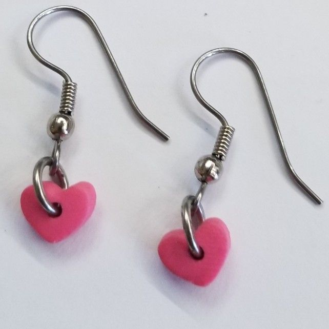 Cute Wire Earrings Pink Hearts