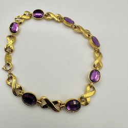 Avon Purple And Gold Tone Vintage X Bracelet 