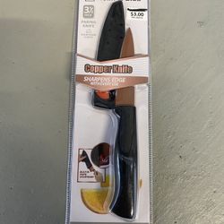 3 1/2” Copper Pairing Knife With Build In Sharper 