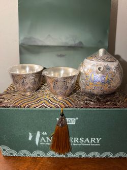 Certified .999 Pure Fine Silver Luxury Chinese Tea Set