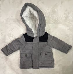 Carter's Warm Gray & Black Infant/Baby Boy Hooded Jacket 6 Mo
