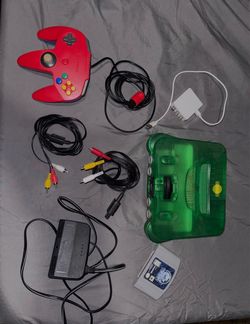Nintendo 64 Jungle Green Console Bundle + Red Controller