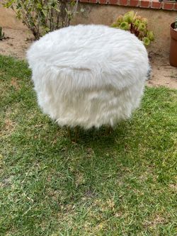 White Faux Fur Vanity Chair