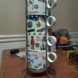 4 Mugs With Holder