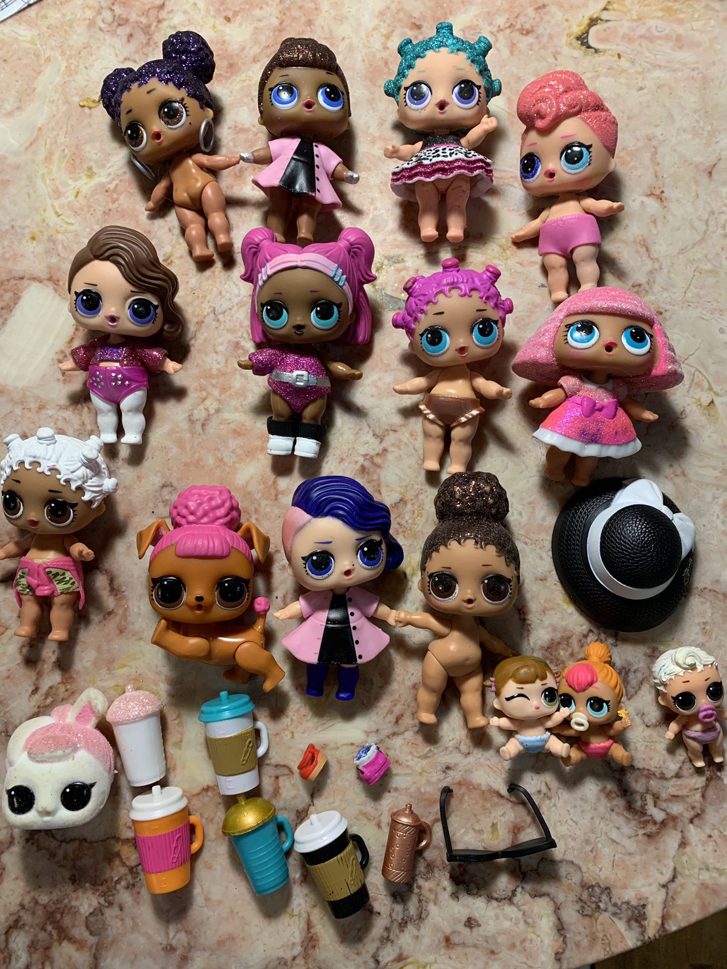 Lot of LOL dolls with accessories