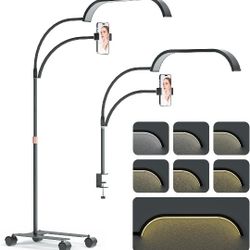 Half Moon Lash Light with Phone Holder Stepless Dimming, Esthetician Light 